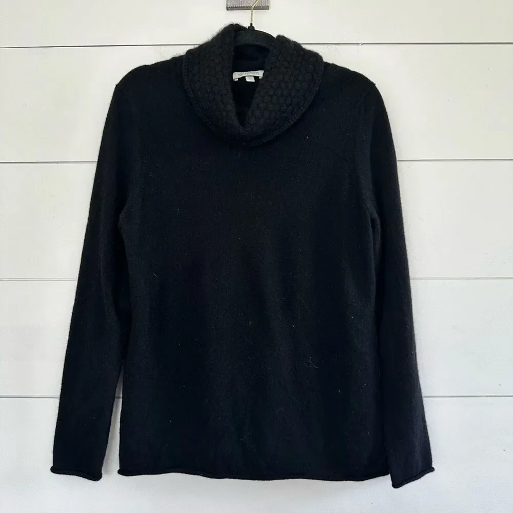 Kinross Cashmere Women’s Extra Large Black Cowl Neck Sweater